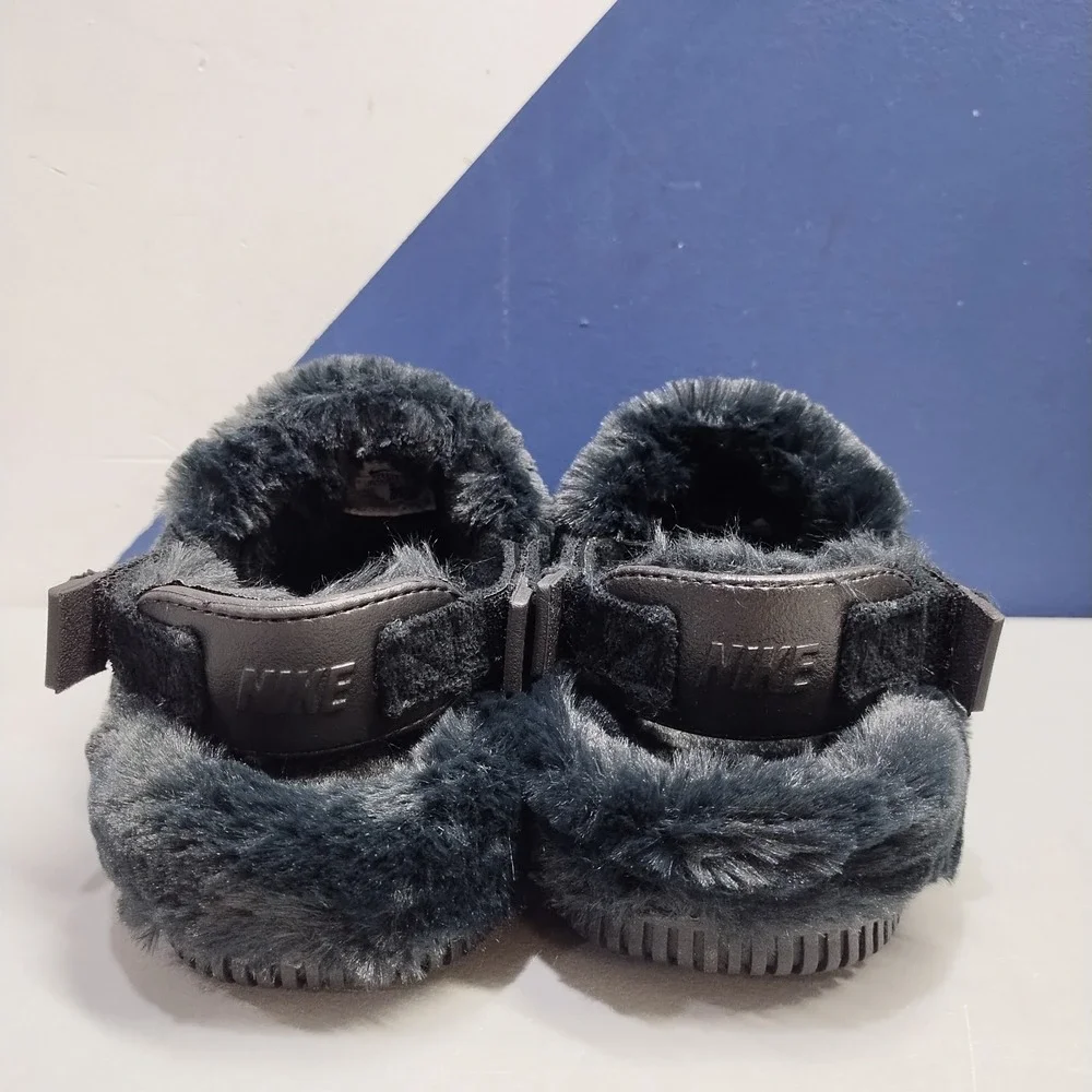 Nike Calm Mule SE Fluffy Slingback Sandals Womens US 9 Black Comfort FZ3119-001